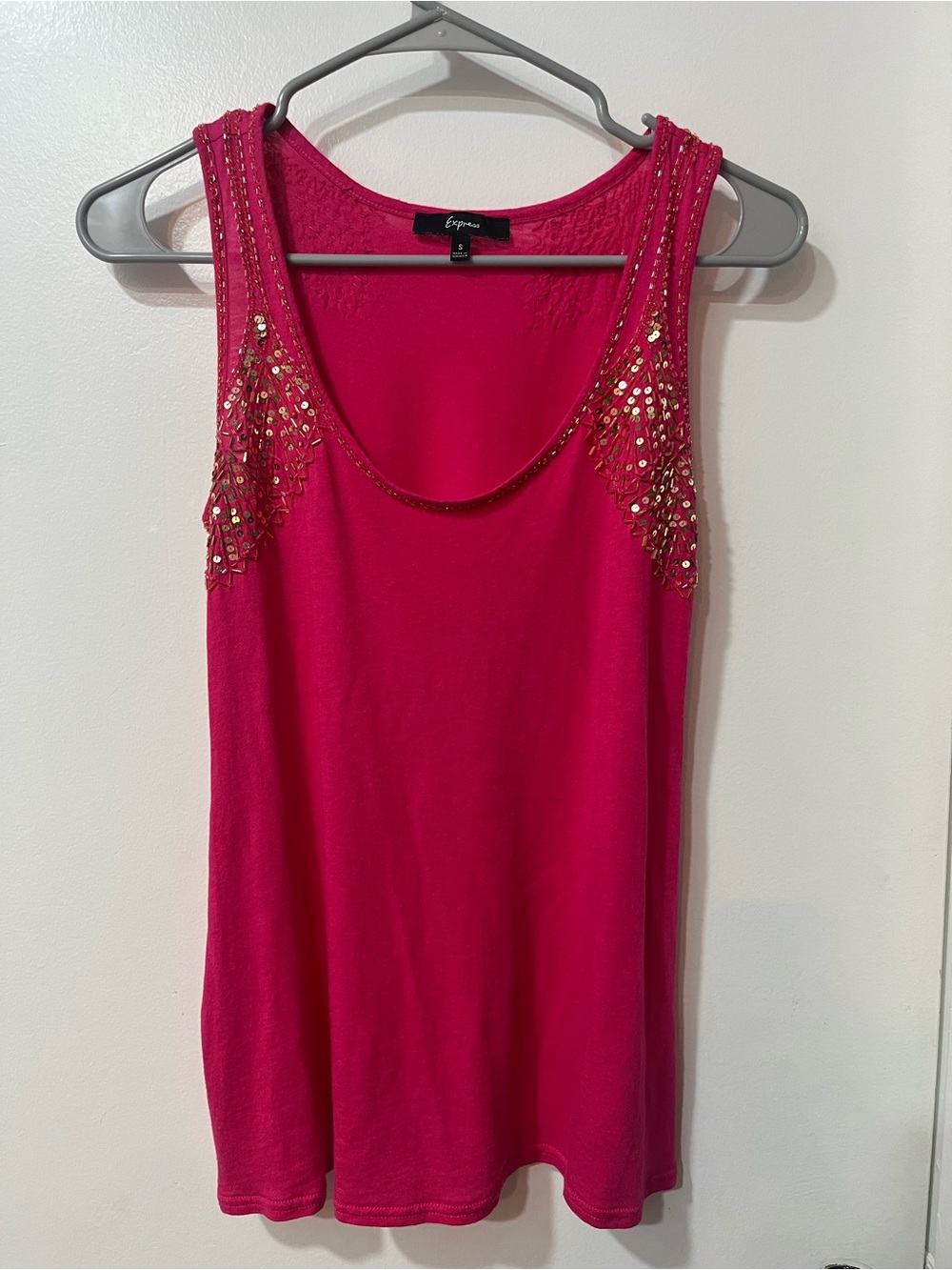 Express Women's Hot Pink Embellished Tank Top
